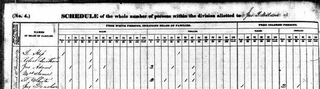 Levi Hess Census, 1840 pg1