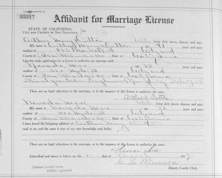 Marriage of Nevada Hess and Arthur Henry Dutton - 1913