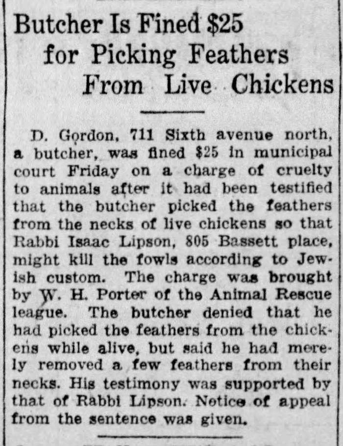 Rabbi Isaac Lipson and the Chickens