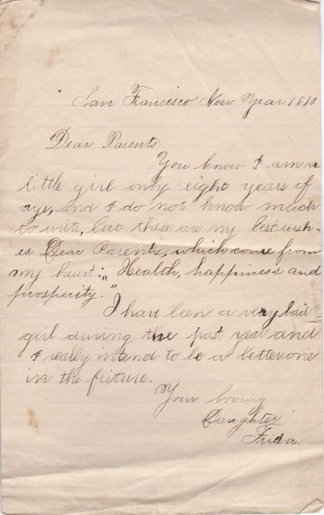 Frieda Dinkelspiel to her parents in 1880