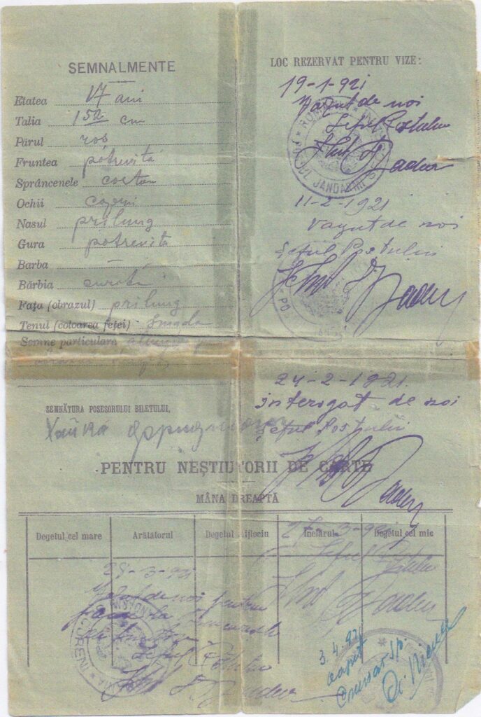 Clara Friedman's Romanian Passport page 2