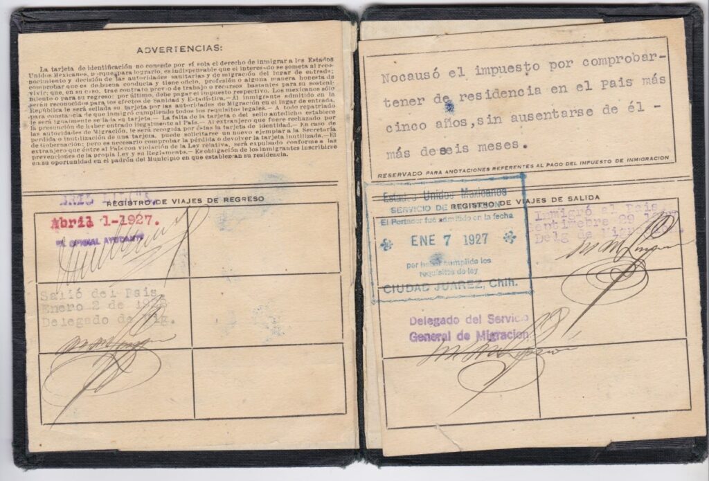 Sol Friedman's Mexican Immigration Card - side 3