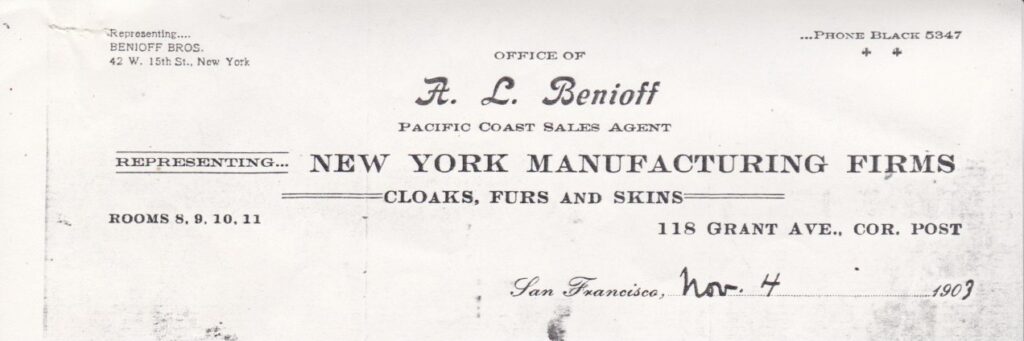 Alex L. Benioff Letterhead - 1903