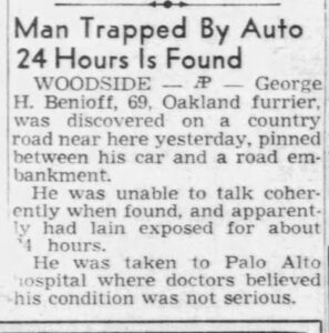 George Benioff - Man Trapped By Auto 24 Hours Is Found - 1953