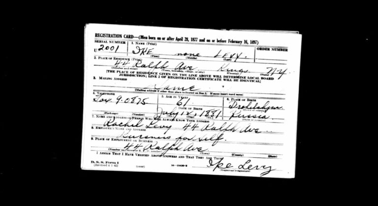 World War II Draft Registration for Ike Levy