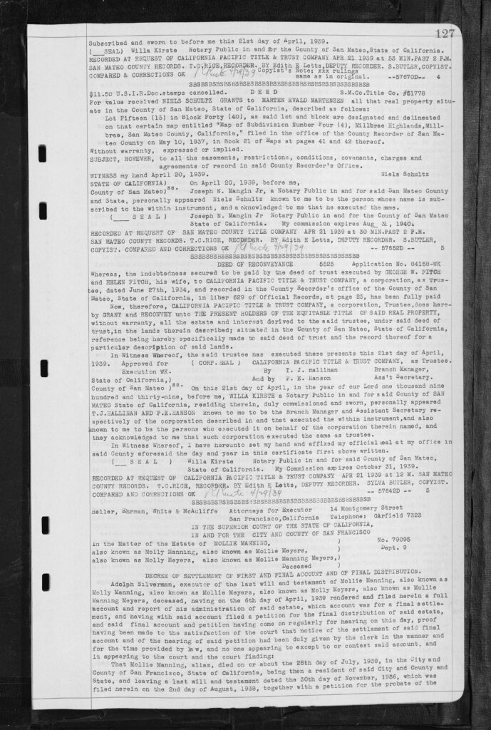 The Estate of Mollie Manning Meyers - page 1