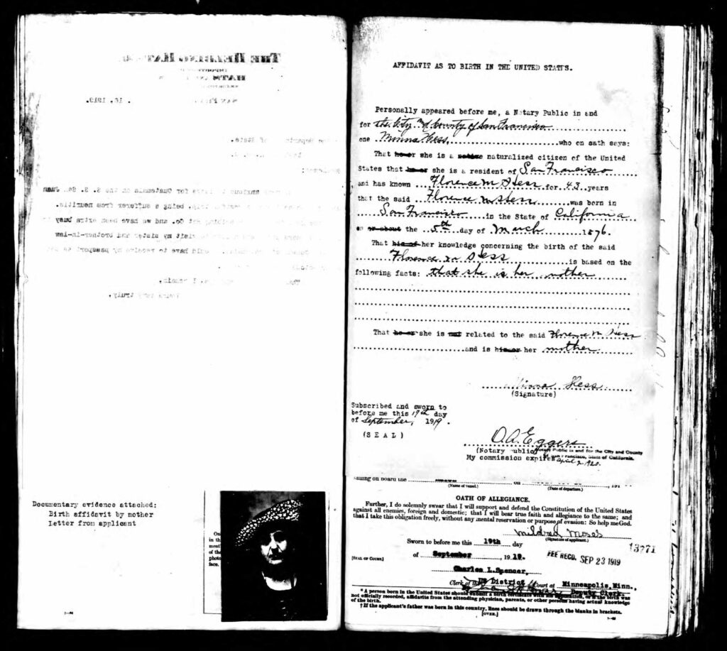 Florence Hess's Passport - 1919-3