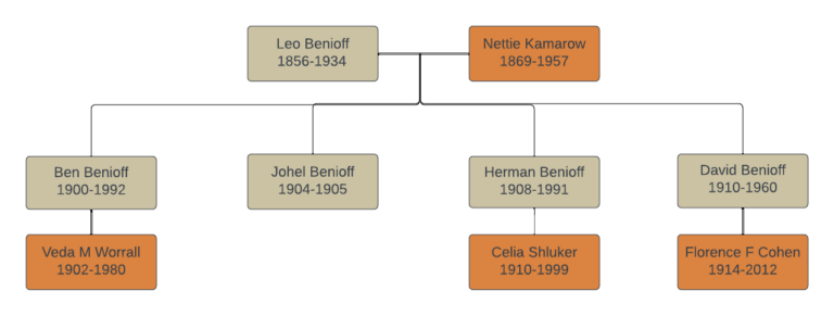 Simple family tree showing Leo and his children