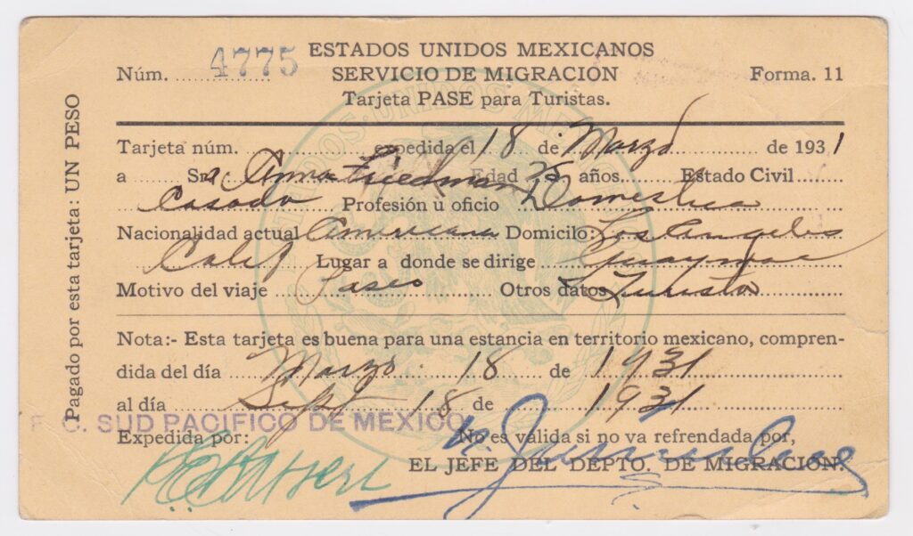 Anne Licht Friedman - trip to Mexico 10 days after their wedding - 1931 side 1